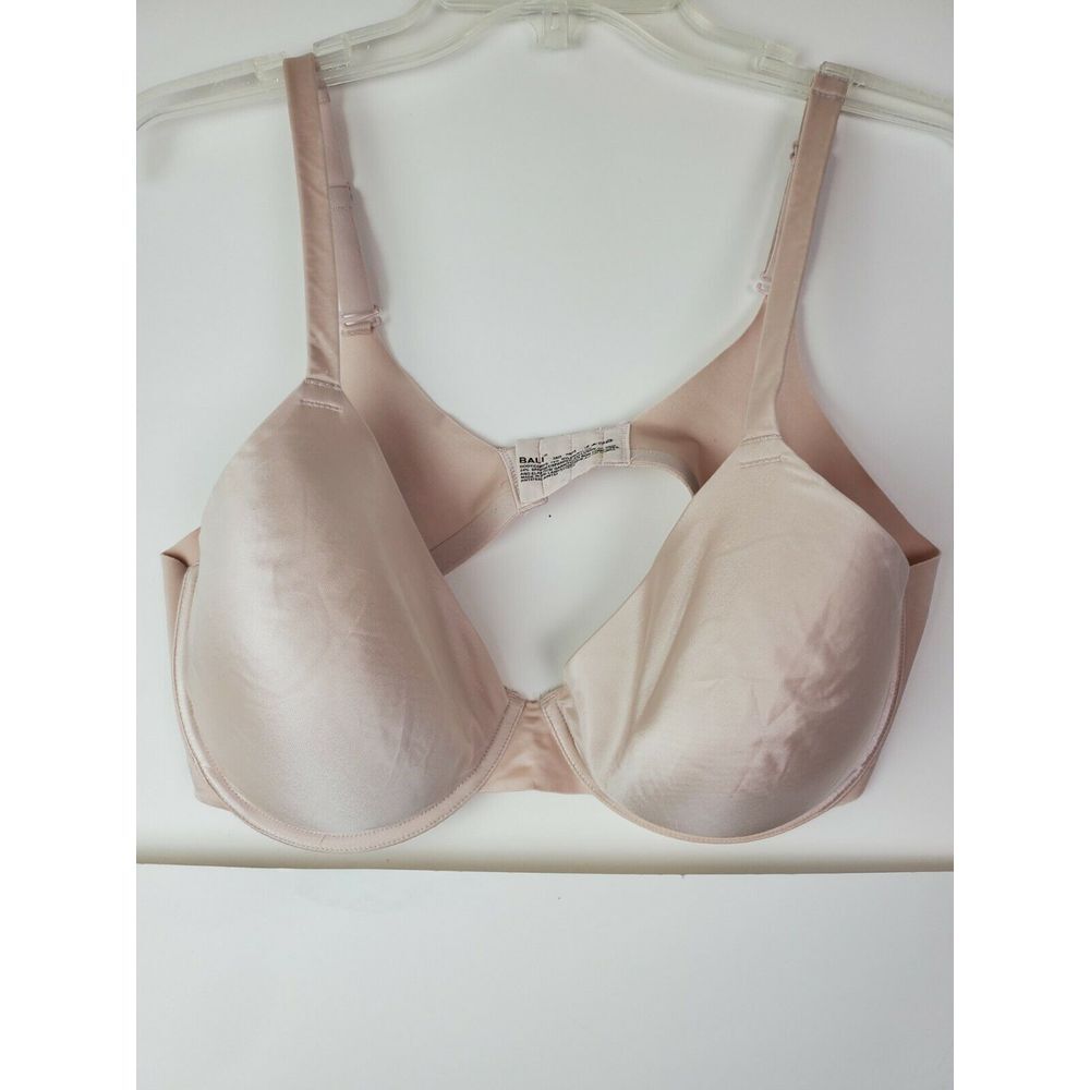 Bali Lift Underwire Bra Size 38D Nude Satin‎ Full Coverage Womens Style 0085
